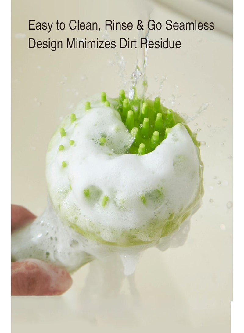 فرشاة استحمام للحيوانات الأليفة، فرشاة شامبو للكلاب مع صانع فقاعات، فرشاة استحمام جديدة 2 في 1 للكلاب مع موزع شامبو مدمج، فرشاة تدليك لتنظيف الكلاب والقطط ذات الشعر الطويل والقصير (أخضر) - Image 3